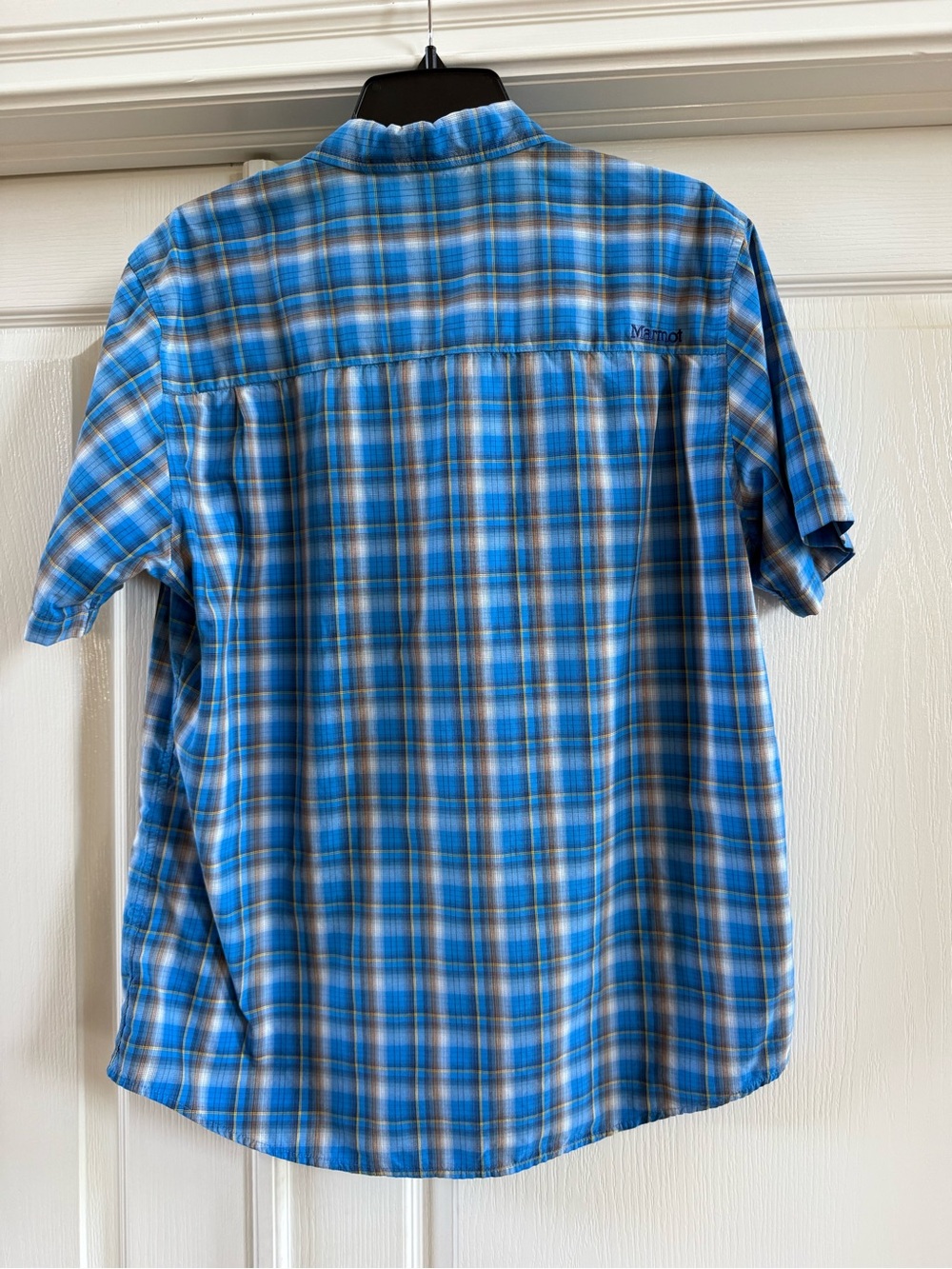 Marmot Blue Plaid Short Sleeve Shirt Large - Picture 5 of 9